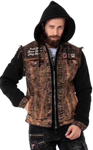 Cipo & Baxx Herren Hybrid-Denimjacke - Versatile Farben, Modisch und Komfortabel - für City und Outdoor - mit Knopf und