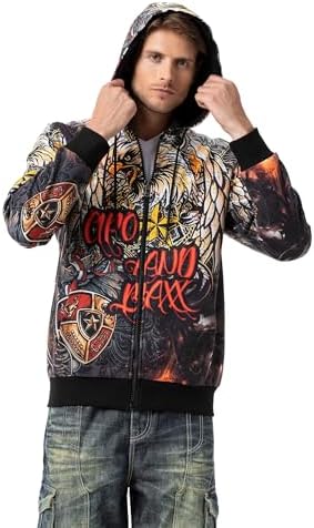 Cipo & Baxx Herren Sweatjacke Hoodie – Stylischer Pullover für Streetwear-Begeisterte mit Reißverschluss & Kapuze für Fr