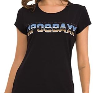 Cipo & Baxx Damen T-Shirt Print Strasssteine Baumwolle Rundhals