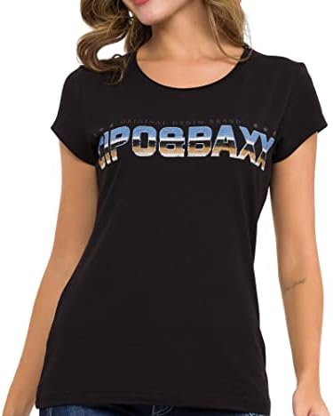 Cipo & Baxx Damen T-Shirt Print Strasssteine Baumwolle Rundhals