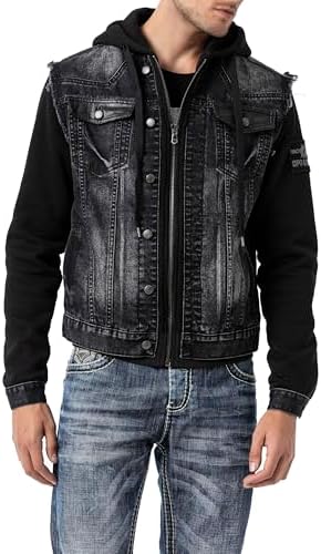 Cipo & Baxx Herren Hybrid-Denimjacke - Versatile Farben, Modisch und Komfortabel - für City und Outdoor - mit Knopf und