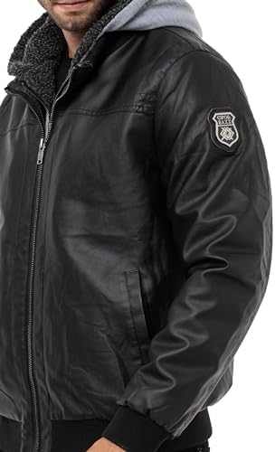 Cipo & Baxx Herren Mantel – Stylische Winterjacke mit warmem Innenfutter und abnehmbarer Kapuze für kalte Tage