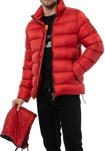 Cipo & Baxx Herren Mantel – Stylische Winterjacke mit warmem Innenfutter und abnehmbarer Kapuze für kalte Tage