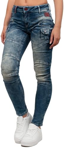 Cipo & Baxx Damen Jeans – Stylische Slim & Regular Fit Hosen mit Stretch & Used-Look | Bequeme Passform, modisches Desig
