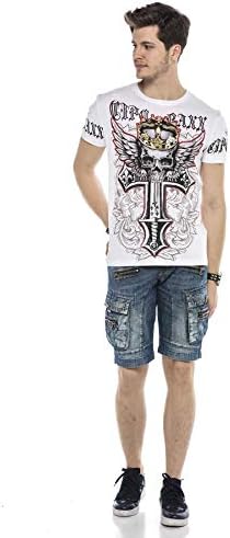 Cipo & Baxx Herren Jeans - Straight Fit mit modischen Waschungen, Nähten & Used-Look Details - Regular Denim - Trendige