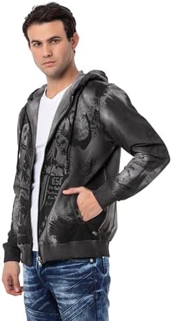Cipo & Baxx Herren Sweatjacke Hoodie – Stylischer Pullover für Streetwear-Begeisterte mit Reißverschluss & Kapuze für Fr