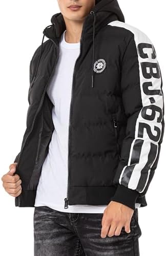 Cipo & Baxx Herren Mantel – Stylische Winterjacke mit warmem Innenfutter und abnehmbarer Kapuze für kalte Tage