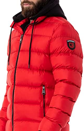 Cipo & Baxx Herren Mantel – Stylische Winterjacke mit warmem Innenfutter und abnehmbarer Kapuze für kalte Tage