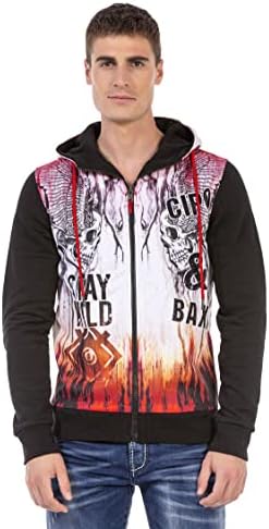 Cipo & Baxx Herren Sweatjacke Hoodie – Stylischer Pullover für Streetwear-Begeisterte mit Reißverschluss & Kapuze für Fr
