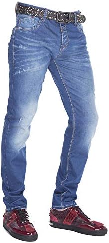 Cipo & Baxx Herren Jeans - Straight Fit mit modischen Waschungen, Nähten & Used-Look Details - Regular Denim - Trendige