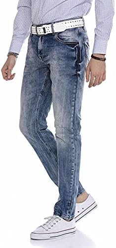 Cipo & Baxx Herren Jeans Hose Look Röhrenjeans Straight Fit Kontrastnähte Trendyhose | Cipo & Baxx Herren Jeans Hose Us
