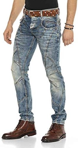Cipo & Baxx Herren Jeans Hose Look Röhrenjeans Straight Fit Kontrastnähte Trendyhose | Cipo & Baxx Herren Jeans Hose Us