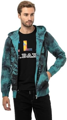 Cipo & Baxx Herren Sweatjacke Hoodie – Stylischer Pullover für Streetwear-Begeisterte mit Reißverschluss & Kapuze für Fr