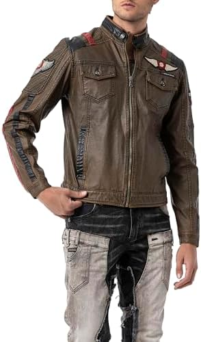 Cipo & Baxx Herren Jeansjacke – Klassisch, Leder, Sport – Knopf und Reißverschluss – Sweat-Kapuze und Sweatärmeln – Mode