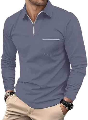 HMIYA Herren Poloshirt Langarm Baumwoll-Atmungsaktiv Casual T-Shirts Organic Standard Blended – Bild 7