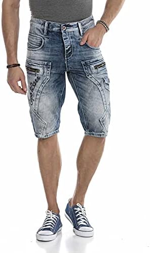 Cipo & Baxx Herren Jeans - Straight Fit mit modischen Waschungen, Nähten & Used-Look Details - Regular Denim