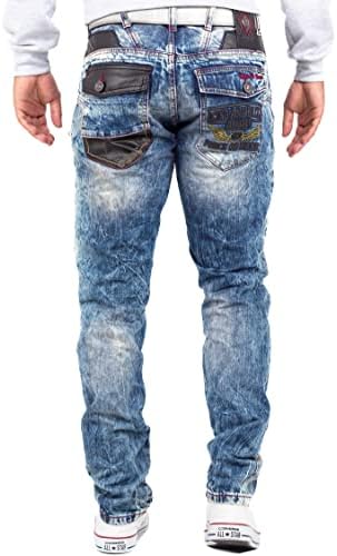 Cipo & Baxx Herren Jeans - Stylische Denim-Mode mit hohem Markantzen Detail | Regular & Slim Fit für Männer | Stonewashe