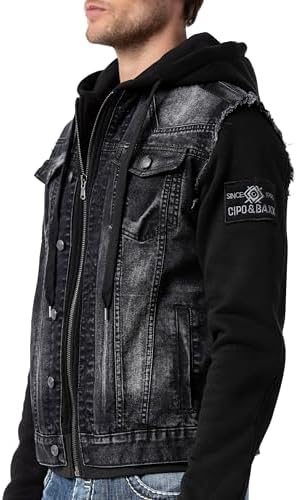 Cipo & Baxx Herren Hybrid-Denimjacke - Versatile Farben, Modisch und Komfortabel - für City und Outdoor - mit Knopf und