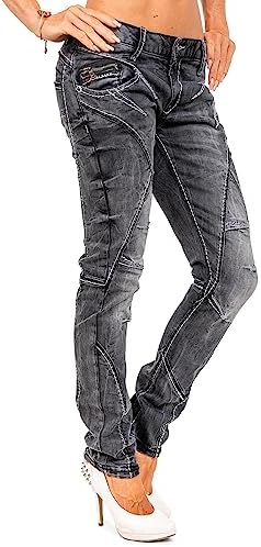 Cipo & Baxx Damen Jeans – Stylische Slim & Regular Fit Hosen mit Stretch & Used-Look | Bequeme Passform, modisches Desig