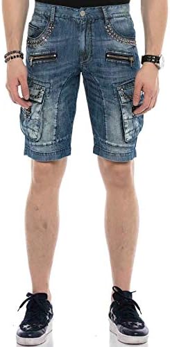 Cipo & Baxx Herren Jeans - Straight Fit mit modischen Waschungen, Nähten & Used-Look Details - Regular Denim - Trendige