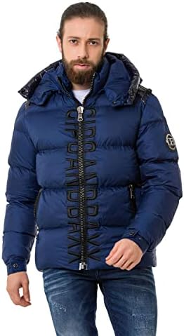 Cipo & Baxx Herren Mantel – Stylische Winterjacke mit warmem Innenfutter und abnehmbarer Kapuze für kalte Tage