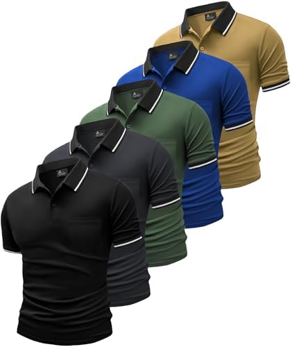 SwissWell 5er Pack Herren Polo T-Shirt Atmungsaktiv leicht Golfessen