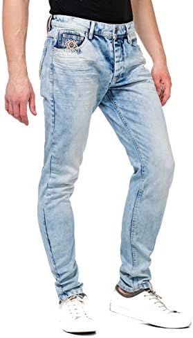 Cipo & Baxx Herren Jeans - Straight Fit mit modischen Waschungen, Nähten & Used-Look Details - Regular Denim