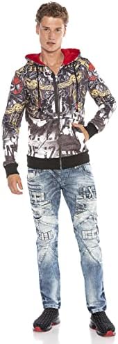 Cipo & Baxx Herren Sweatjacke Hoodie – Stylischer Pullover für Streetwear-Begeisterte mit Reißverschluss & Kapuze für Fr