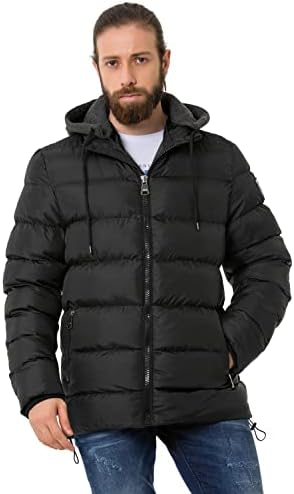 Cipo & Baxx Herren Mantel – Stylische Winterjacke mit warmem Innenfutter und abnehmbarer Kapuze für kalte Tage