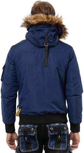 Cipo & Baxx Herren Mantel – Stylische Winterjacke mit warmem Innenfutter und abnehmbarer Kapuze für kalte Tage