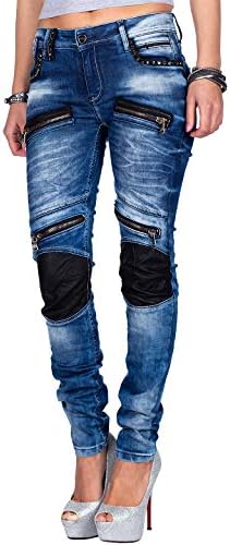 Cipo & Baxx Damen Jeans – Stylische Slim & Regular Fit Hosen mit Stretch & Used-Look | Bequeme Passform, modisches Desig