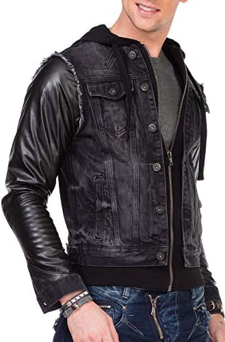 Cipo & Baxx Herren Hybrid-Denimjacke - Versatile Farben, Modisch und Komfortabel - für City und Outdoor - mit Knopf und