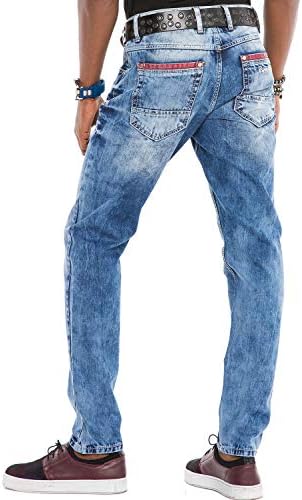 Cipo & Baxx Herren Jeans Hose Look Röhrenjeans Straight Fit Kontrastnähte Trendyhose | Cipo & Baxx Herren Jeans Hose Us