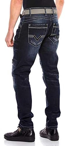 Cipo & Baxx Herren Jeans - Straight Fit mit modischen Waschungen, Nähten & Used-Look Details - Regular Denim