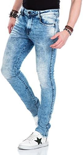 Cipo & Baxx Herren Jeans - Straight Fit mit modischen Waschungen, Nähten & Used-Look Details - Regular Denim - Trendige
