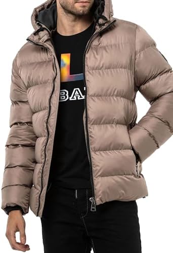 Cipo & Baxx Herren Mantel – Stylische Winterjacke mit warmem Innenfutter und abnehmbarer Kapuze für kalte Tage
