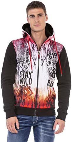 Cipo & Baxx Herren Sweatjacke Hoodie – Stylischer Pullover für Streetwear-Begeisterte mit Reißverschluss & Kapuze für Fr