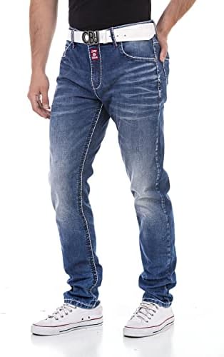 Cipo & Baxx Herren Jeans Hose Look Röhrenjeans Straight Fit Kontrastnähte Trendyhose | Cipo & Baxx Herren Jeans Hose Us