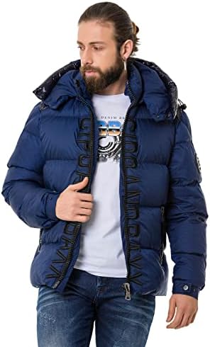 Cipo & Baxx Herren Mantel – Stylische Winterjacke mit warmem Innenfutter und abnehmbarer Kapuze für kalte Tage