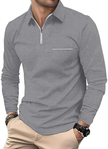 HMIYA Herren Poloshirt Langarm Baumwoll-Atmungsaktiv Casual T-Shirts Organic Standard Blended – Bild 19