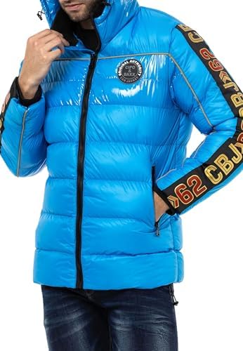 Cipo & Baxx Herren Mantel – Stylische Winterjacke mit warmem Innenfutter und abnehmbarer Kapuze für kalte Tage