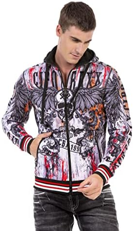 Cipo & Baxx Herren Sweatjacke Hoodie – Stylischer Pullover für Streetwear-Begeisterte mit Reißverschluss & Kapuze für Fr