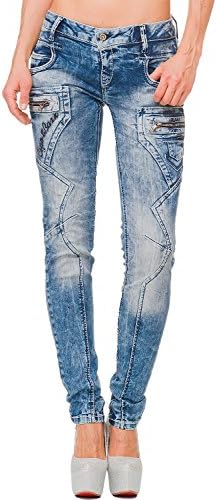 Cipo & Baxx Damen Jeans – Stylische Slim & Regular Fit Hosen mit Stretch & Used-Look | Bequeme Passform, modisches Desig