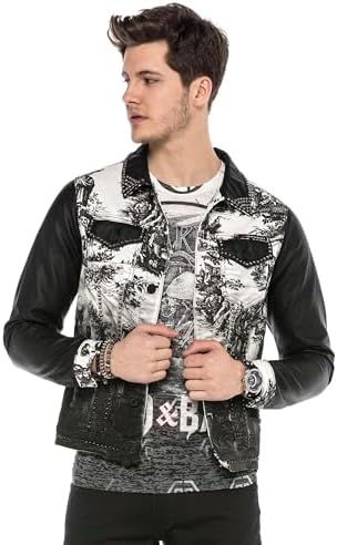 Cipo & Baxx Herren Hybrid-Denimjacke - Versatile Farben, Modisch und Komfortabel - für City und Outdoor - mit Knopf und