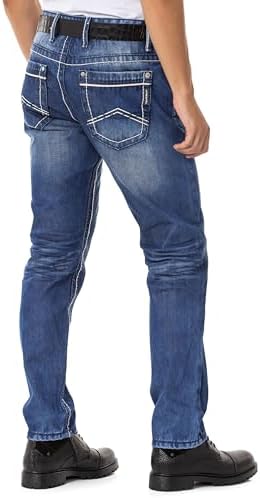 Cipo & Baxx Herren Jeans Hose Look Röhrenjeans Straight Fit Kontrastnähte Trendyhose | Cipo & Baxx Herren Jeans Hose Us