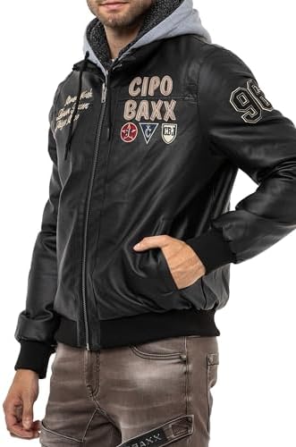 Cipo & Baxx Herren Mantel – Stylische Winterjacke mit warmem Innenfutter und abnehmbarer Kapuze für kalte Tage