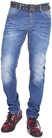 Cipo & Baxx Herren Jeans - Straight Fit mit modischen Waschungen, Nähten & Used-Look Details - Regular Denim - Trendige