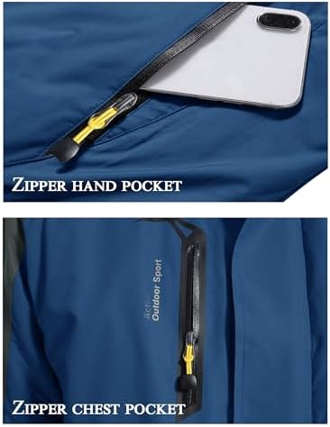 KEFITEVD Wasserabweisende Skijacke für HerrenWinter Outdoorjacke mit Abnehmbarer Kapuze und Warmem Gefüttertem Fleece |