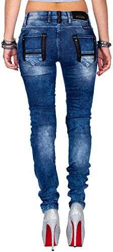 Cipo & Baxx Damen Jeans – Stylische Slim & Regular Fit Hosen mit Stretch & Used-Look | Bequeme Passform, modisches Desig
