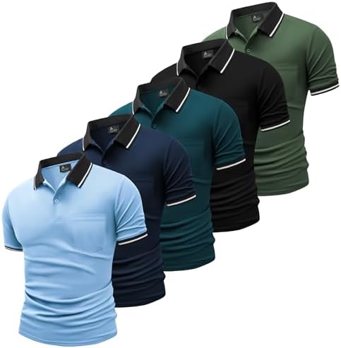 SwissWell 5er Pack Herren Polo T-Shirt Atmungsaktiv leicht Golfessen